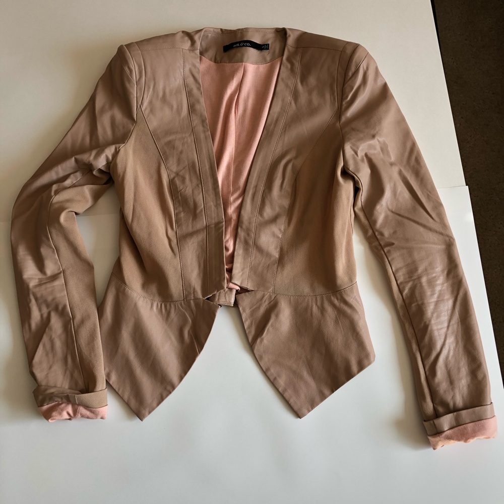 Mauve pink faux leather blazer